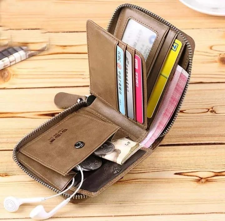 Men's Zipper Leather Wallet