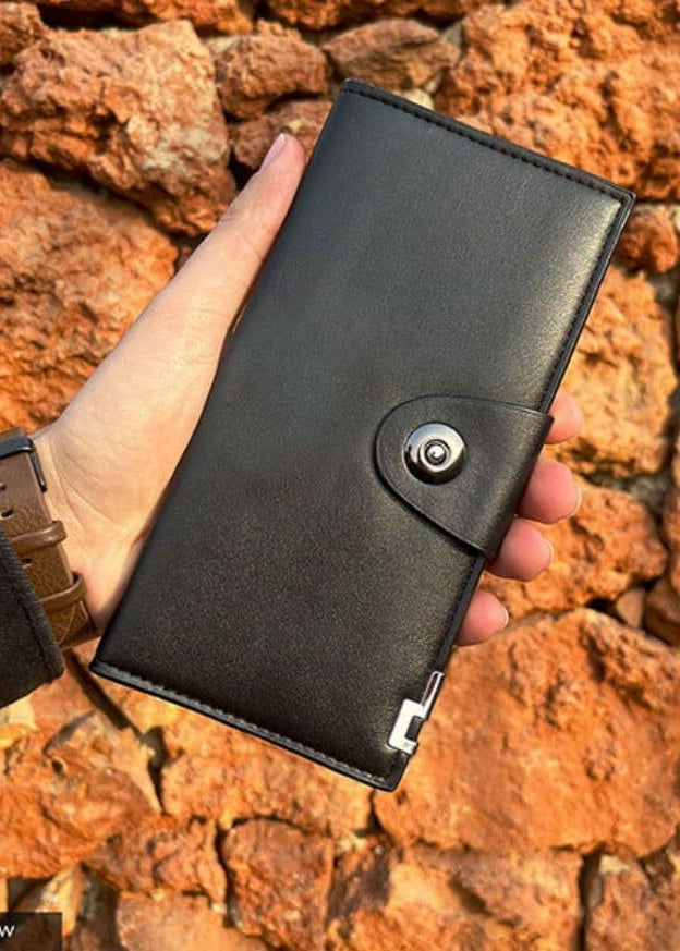 Tri-Fold Pure Leather Long Wallet