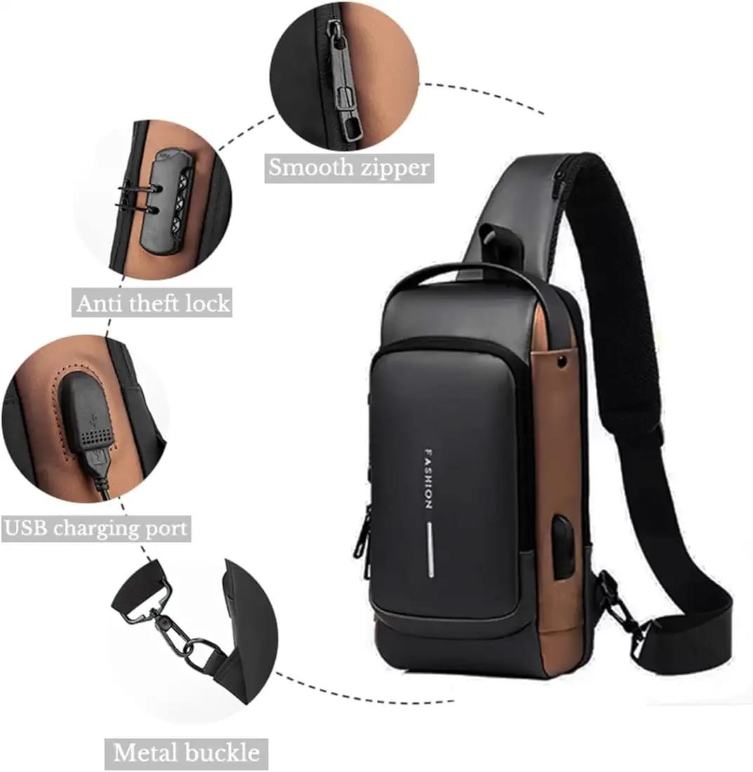 SEVIA Anti-theft Waterproof Cross body Bags || Sling Bag For USB Charging Port Password Lock Shoulder Bag With Outdoor Travelling Hiking Jogging Gym Picnic Daily Use, Multicolor